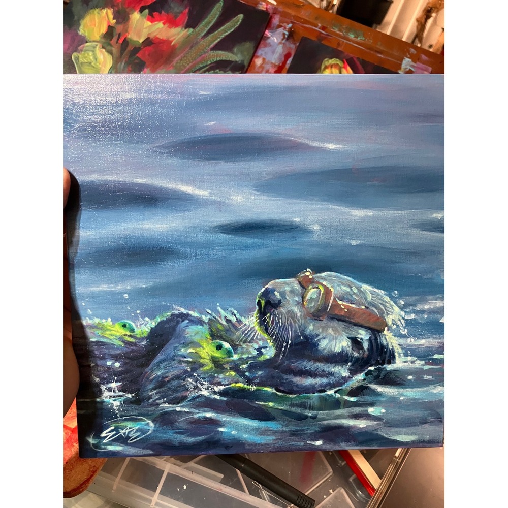 Artettina Original Sea Otter Painting Goggles ocean surrealism ladybugs USA